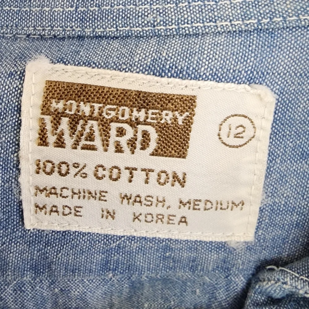 Vtg Montgomery Ward Embroidered Denim Shirt Colorful Western Aninmals Florals 12